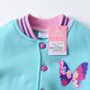 imageDXTON Girls Baseball Bomber Jacket ZipButton Sweatshirt Fall Winter Outwear Coat for Kids Toddler 312 YearsBlue Butterfly