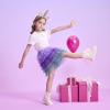 imageDXTON Girls Tutu Skirt for Toddler Baby Party Casual Multicoloured Tulle Outfits for 310 YearsPurple
