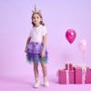 imageDXTON Girls Tutu Skirt for Toddler Baby Party Casual Multicoloured Tulle Outfits for 310 YearsPurple