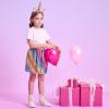imageDXTON Toddler Girls Sequin Skirt Elastic Rainbow Glitter Sparkle Party Dance Skirts with Lining Little Kids 310 YearsSk268rainbow Sequin