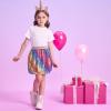 imageDXTON Toddler Girls Sequin Skirt Elastic Rainbow Glitter Sparkle Party Dance Skirts with Lining Little Kids 310 YearsSk268rainbow Sequin