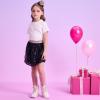 imageDXTON Toddler Girls Sequin Skirt Elastic Rainbow Glitter Sparkle Party Dance Skirts with Lining Little Kids 310 YearsSk269black Sequin