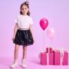 imageDXTON Toddler Girls Sequin Skirt Elastic Rainbow Glitter Sparkle Party Dance Skirts with Lining Little Kids 310 YearsSk269black Sequin