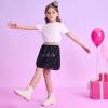 imageDXTON Toddler Girls Sequin Skirt Elastic Rainbow Glitter Sparkle Party Dance Skirts with Lining Little Kids 310 YearsSk269black Sequin