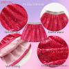 imageDXTON Toddler Girls Sequin Skirt Elastic Rainbow Glitter Sparkle Party Dance Skirts with Lining Little Kids 310 YearsSk270red Sequin