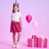imageDXTON Toddler Girls Sequin Skirt Elastic Rainbow Glitter Sparkle Party Dance Skirts with Lining Little Kids 310 YearsSk270red Sequin