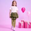 imageDXTON Toddler Girls Tutu Leggings with Skirt Stretchy Ruffle Capri Footless Skirted Pant Birthday Party for Kids 310 YearsGold Mermaid