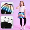 imageDXTON Toddler Girls Tutu Leggings with Skirt Stretchy Ruffle Capri Footless Skirted Pant Birthday Party for Kids 310 YearsMetallic Rainbow