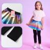 imageDXTON Toddler Girls Tutu Leggings with Skirt Stretchy Ruffle Capri Footless Skirted Pant Birthday Party for Kids 310 YearsMetallic Rainbow