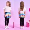imageDXTON Toddler Girls Tutu Leggings with Skirt Stretchy Ruffle Capri Footless Skirted Pant Birthday Party for Kids 310 YearsMetallic Rainbow