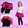 imageDXTON Toddler Girls Tutu Leggings with Skirt Stretchy Ruffle Capri Footless Skirted Pant Birthday Party for Kids 310 YearsMetallic Rose
