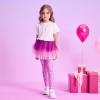 imageDXTON Toddler Girls Tutu Leggings with Skirt Stretchy Ruffle Capri Footless Skirted Pant Birthday Party for Kids 310 YearsRose Red