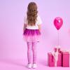 imageDXTON Toddler Girls Tutu Leggings with Skirt Stretchy Ruffle Capri Footless Skirted Pant Birthday Party for Kids 310 YearsRose Red