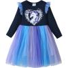 imageDXTON Girls Toddler Tutu Dresses Winter Long Sleeve Tulle for Party Casual Outfits 212TBlue