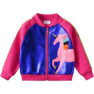 imageDXTON Girls Baseball Bomber Jacket ZipButton Sweatshirt Fall Winter Outwear Coat for Kids Toddler 312 YearsSw2201hot Pink