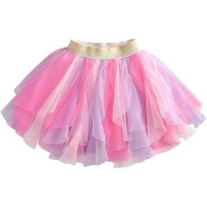 imageDXTON Girls Rainbow Flower Tulle Skirt Toddler Tutu Girls ClothesAask114pink