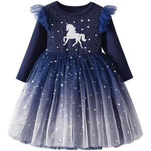 imageDXTON Girls Toddler Tutu Dresses Winter Long Sleeve Tulle for Party Casual Outfits 212TLight Black