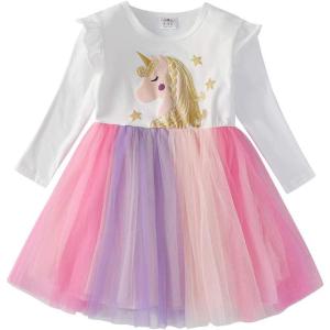 imageDXTON Girls Toddler Tutu Dresses Winter Long Sleeve Tulle for Party Casual Outfits 212TWhite