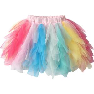 imageDXTON Girls Tutu Skirt for Toddler Baby Party Casual Multicoloured Tulle Outfits for 310 YearsGreen