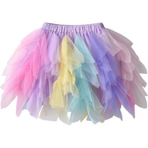 imageDXTON Girls Tutu Skirt for Toddler Baby Party Casual Multicoloured Tulle Outfits for 310 YearsMulticoloured