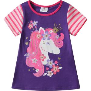 imageDXTON Toddler Girls Rainbow TShirts Summer Short Sleeve Graphic Cotton Tees Tops Birthday School for 38 YearsS6304