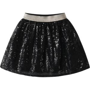 imageDXTON Toddler Girls Sequin Skirt Elastic Rainbow Glitter Sparkle Party Dance Skirts with Lining Little Kids 310 YearsSk269black Sequin