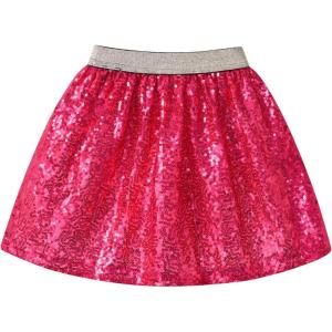 imageDXTON Toddler Girls Sequin Skirt Elastic Rainbow Glitter Sparkle Party Dance Skirts with Lining Little Kids 310 YearsSk270red Sequin