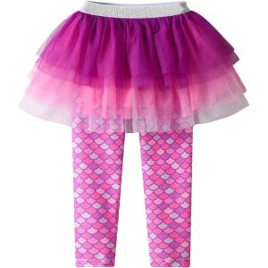 imageDXTON Toddler Girls Tutu Leggings with Skirt Stretchy Ruffle Capri Footless Skirted Pant Birthday Party for Kids 310 YearsRose Red