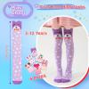 imageDXTON Girls Knee High Socks 6 Pairs Kids Crazy Long Socks 312 years Tall Boot Cute Animal Cotton Fun GiftPink Purple Animal