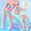 imageDXTON Girls Knee High Socks 6 Pairs Kids Crazy Long Socks 312 years Tall Boot Cute Animal Cotton Fun GiftPink Purple Animal
