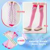 imageDXTON Girls Knee High Socks 6 Pairs Kids Crazy Long Socks 312 years Tall Boot Cute Animal Cotton Fun GiftPink Purple Animal