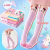 imageDXTON Girls Knee High Socks 6 Pairs Kids Crazy Long Socks 312 years Tall Boot Cute Animal Cotton Fun GiftPink Purple Animal