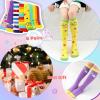imageDXTON Girls Knee High Socks 6 Pairs Kids Crazy Long Socks 312 years Tall Boot Cute Animal Cotton Fun GiftRainbow Stripes