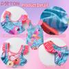imageDXTON Girls One Piece Swimsuit Kids Mermaid Quick Dry Bathing Suits Swimwear for Beach Pool 310 YearsSm012blue