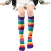 imageDXTON Girls Rainbow Knee High Socks Kids Crazy Cotton Long Socks 312 years Novelty Dancing Fun GiftNavyRedPurpleBluePinkPink