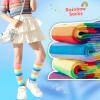 imageDXTON Girls Rainbow Knee High Socks Kids Crazy Cotton Long Socks 312 years Novelty Dancing Fun GiftRedBlueNavyPurplePinkWhite