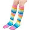 imageDXTON Girls Rainbow Knee High Socks Kids Crazy Cotton Long Socks 312 years Novelty Dancing Fun GiftRedBlueNavyPurplePinkWhite