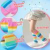 imageDXTON Girls Rainbow Knee High Socks Kids Crazy Cotton Long Socks 312 years Novelty Dancing Fun GiftRedBlueNavyPurplePinkWhite