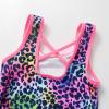 imageDXTON Girls Summer Swimsuit Beach Sport One Pieces Ruffled Tankini Cartoon Bathing Suit SwimwearLeopard