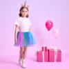imageDXTON Girls Tutu Skirt Rainbow Toddler Tulle Ballet Dance Skirt for 28 YearsSk264blue