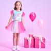 imageDXTON Girls Tutu Skirt Rainbow Toddler Tulle Ballet Dance Skirt for 28 YearsSk265 Rose Pink