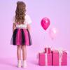 imageDXTON Girls Tutu Skirt Rainbow Toddler Tulle Ballet Dance Skirt for 28 YearsSk266black Pink
