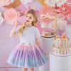 imageDXTON Kids Girls Tutu Dresses Toddler Rainbow Flower Tulle SkirtDksk267