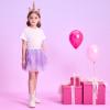 imageDXTON Kids Girls Tutu Dresses Toddler Rainbow Flower Tulle SkirtDksk273