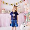 imageDXTON Toddler Baby Girls Dresses Summer Short Sleeves Dresses Outfits 212TSh5950blue