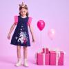 imageDXTON Toddler Girls Cotton Dress Casual Summer Short Sleeve Cute Cartoon Print Aline Sundress Home School 310 YearsSh5810