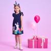 imageDXTON Toddler Girls Cotton Dress Casual Summer Short Sleeve Cute Cartoon Print Aline Sundress Home School 310 YearsSh8200rabbit