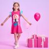 imageDXTON Toddler Girls Cotton Dress Casual Summer Short Sleeve Cute Cartoon Print Aline Sundress Home School 310 YearsSh8203pink