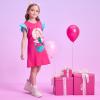 imageDXTON Toddler Girls Cotton Dress Casual Summer Short Sleeve Cute Cartoon Print Aline Sundress Home School 310 YearsSh8203pink