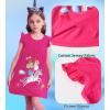 imageDXTON Toddler Girls Dresses Easter Rainbow Short Sleeve Cotton Casual Summer Birthday School SundressFuchsia Balloons Horse